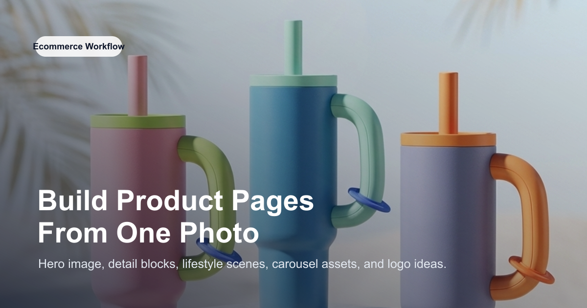 How to Build an Ecommerce Product Page with AI: From One Product Photo to Hero Images, Detail Blocks, and a Logo